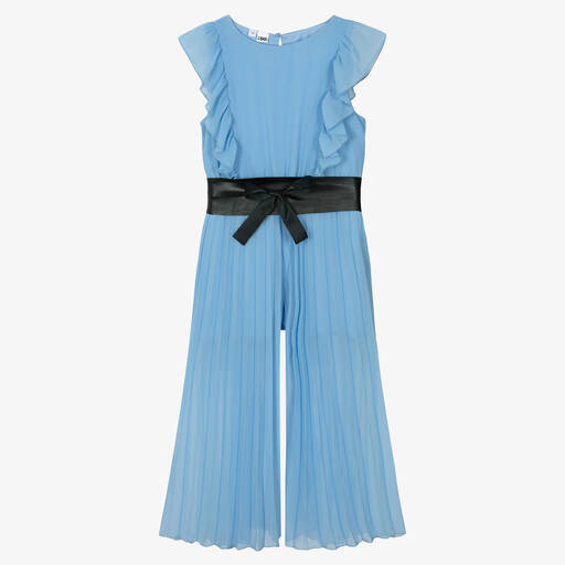 iDO Junior-Girls Blue Pleated Chiffon Jumpsuit | Childrensalon Outlet