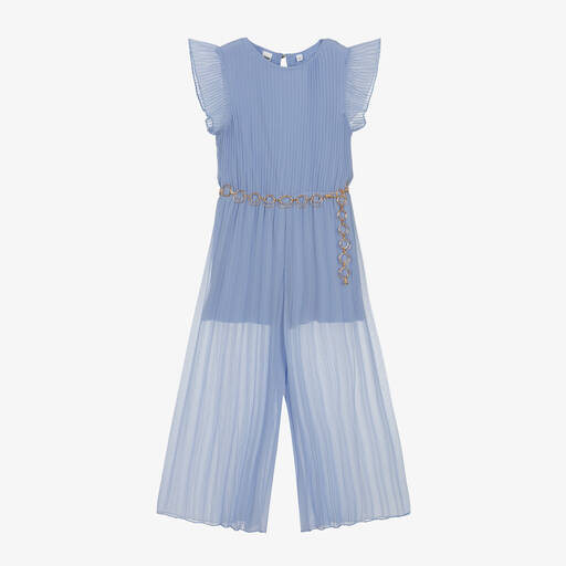 iDO Junior-Girls Blue Pleated Jumpsuit  | Childrensalon Outlet