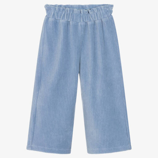 iDO Baby-Girls Blue Ribbed Velour Culottes  | Childrensalon Outlet