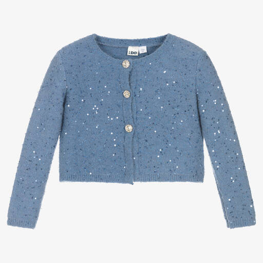 iDO Baby-Girls Blue Sequin Knitted Cardigan | Childrensalon Outlet