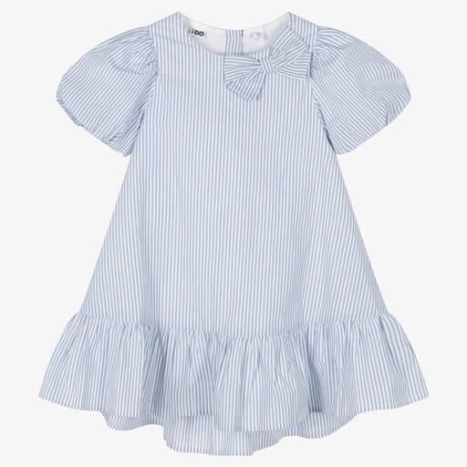 iDO Baby-Blau gestreiftes Baumwollkleid | Childrensalon Outlet