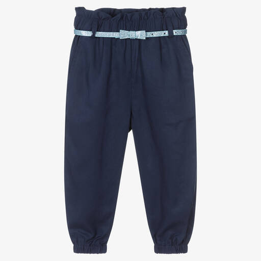 iDO Baby-Girls Blue Tapered Trousers | Childrensalon Outlet