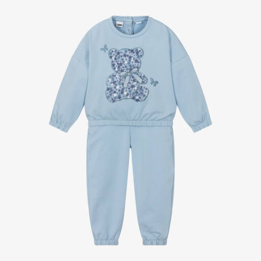 iDO Baby-Girls Blue Teddy Print Tracksuit | Childrensalon Outlet