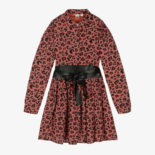 iDO Junior-Girls Brown Leopard Dress | Childrensalon Outlet