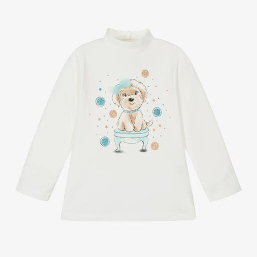 iDO Baby-Girls Cream Puppy Jersey Top | Childrensalon Outlet