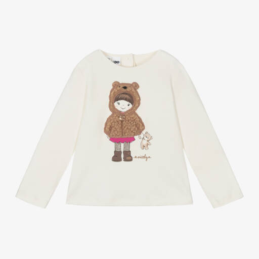 iDO Малыши-Girls Cream Teddy Bear Top | Childrensalon Outlet