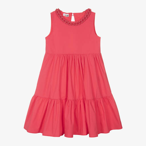 iDO Junior-Girls Fuchsia Pink Cotton Dress | Childrensalon Outlet