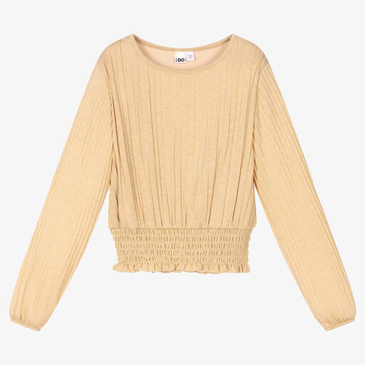 iDO Junior-Girls Gold Glitter Pleated Jersey Top | Childrensalon Outlet