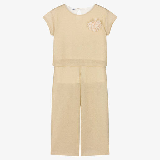 iDO Junior-Girls Gold Lurex Trouser Set  | Childrensalon Outlet