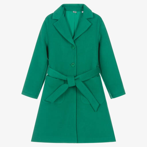 iDO Junior-Girls Green Viscose Twill Coat | Childrensalon Outlet