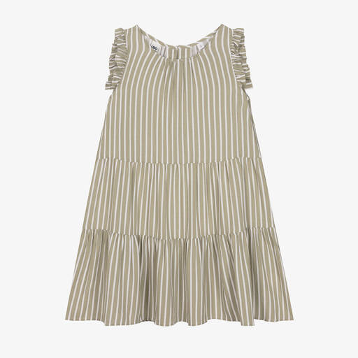iDO Junior-Girls Green & White Stripe Dress | Childrensalon Outlet