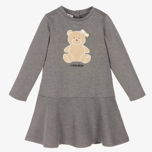 iDO Baby-Girls Grey Jersey Bear Dress | Childrensalon Outlet