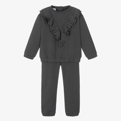 iDO Baby-Grauer, gerüschter Trainingsanzug (M) | Childrensalon Outlet