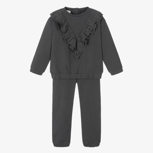 iDO Baby-Girls Grey Ruffle Tracksuit | Childrensalon Outlet