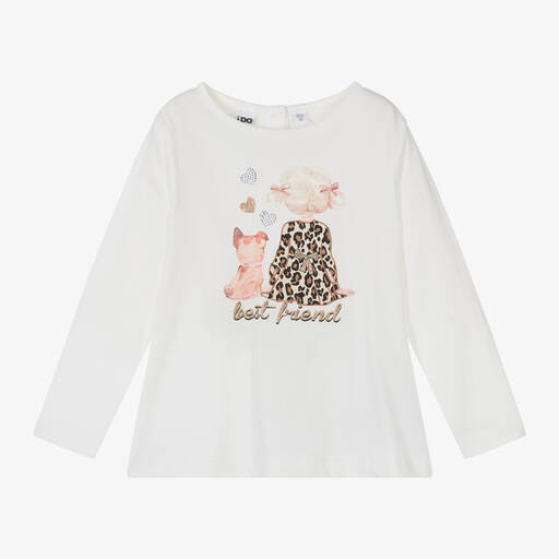 iDO Baby-Girls Ivory Cotton Best Friend Top | Childrensalon Outlet
