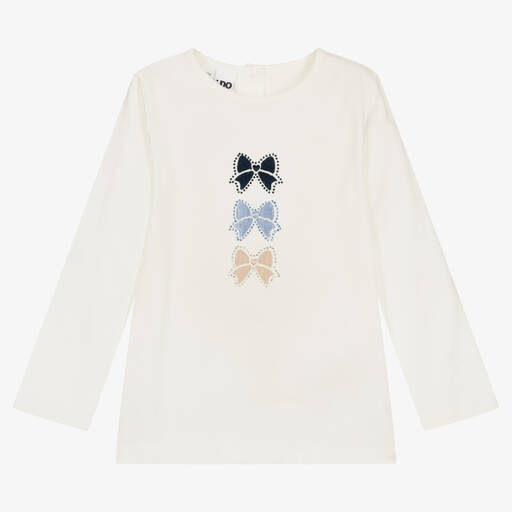 iDO Baby-Girls Ivory Cotton Jersey Diamanté Top | Childrensalon Outlet