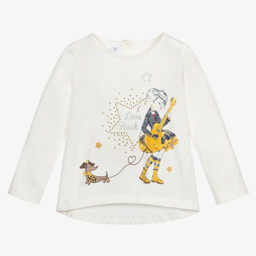 iDO Baby-Girls Ivory Cotton Jersey Top | Childrensalon Outlet