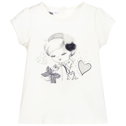 iDO Baby-Girls Ivory Cotton T-Shirt | Childrensalon Outlet
