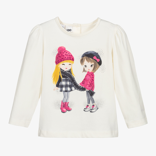 iDO Малыши-Girls Ivory Cotton Top | Childrensalon Outlet