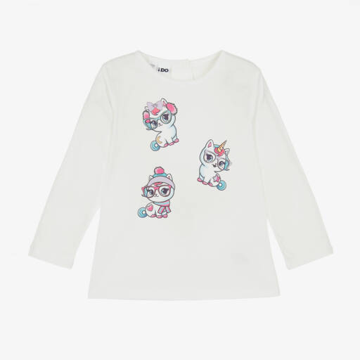 iDO Baby-Girls Ivory Cotton Unicorn Top | Childrensalon Outlet