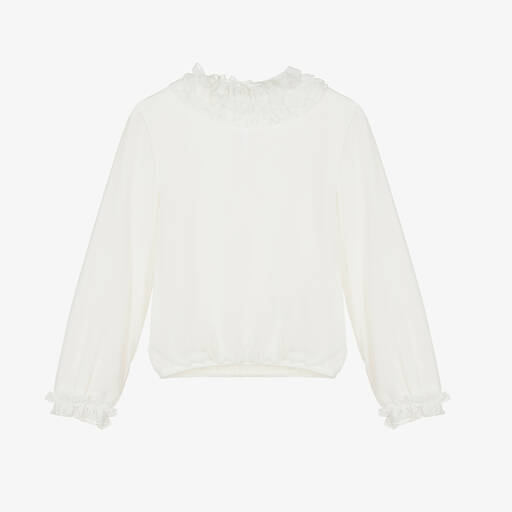 iDO Для младших-Кремовая блузка из креп-шифона с рюшами | Childrensalon Outlet