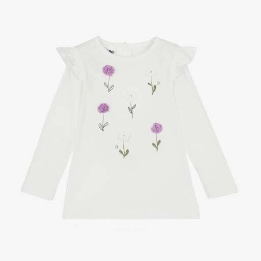 iDO Малыши-Girls Ivory Floral Cotton Top | Childrensalon Outlet