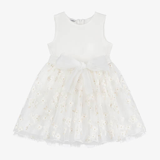 iDO Baby-Girls Ivory Floral Tulle Dress | Childrensalon Outlet