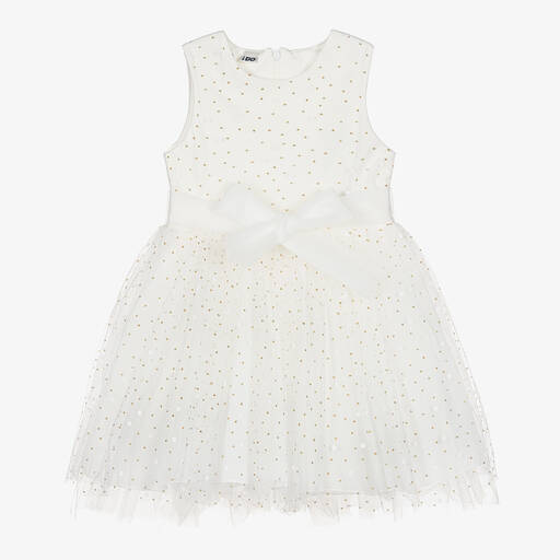 iDO Baby-Girls Ivory & Gold Tulle Dress | Childrensalon Outlet