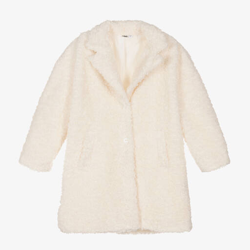 iDO Junior-Кремовое пальто из плюшевого флиса для девочек | Childrensalon Outlet