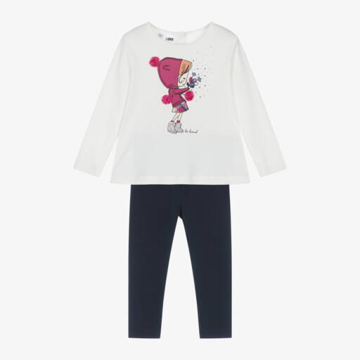 iDO Baby-Girls Ivory Top & Blue Leggings | Childrensalon Outlet