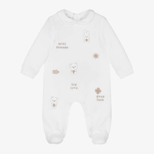 iDO Mini-جمبسوت مخملي عاجي للبنات مع تصميم دب | Childrensalon Outlet