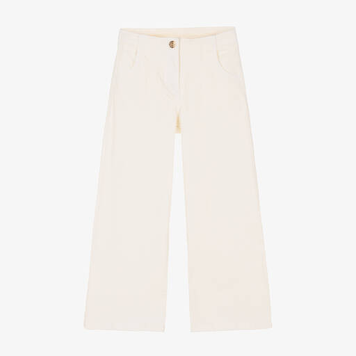 iDO Junior-Girls Ivory Wide Leg Trousers | Childrensalon Outlet