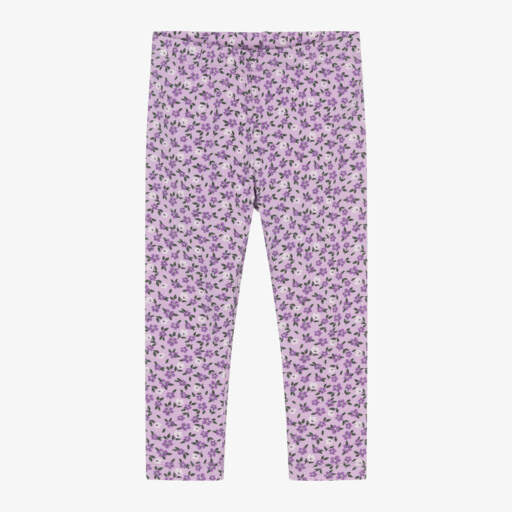 iDO Baby-Girls Lilac Floral Knit Leggings | Childrensalon Outlet