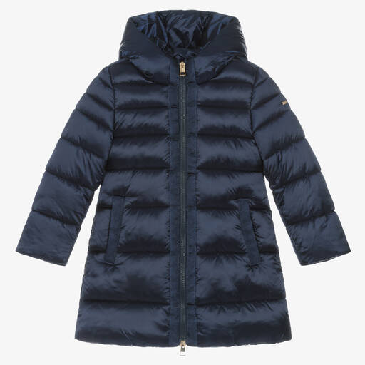 iDO Baby-Girls Navy Blue Gooded Puffer Coat | Childrensalon Outlet