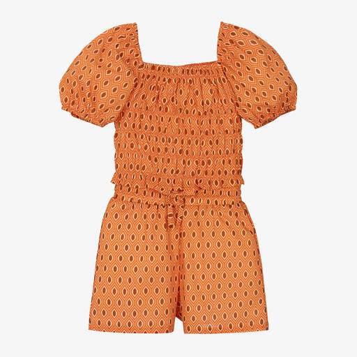 iDO Junior-Girls Orange Cotton Shorts Set | Childrensalon Outlet