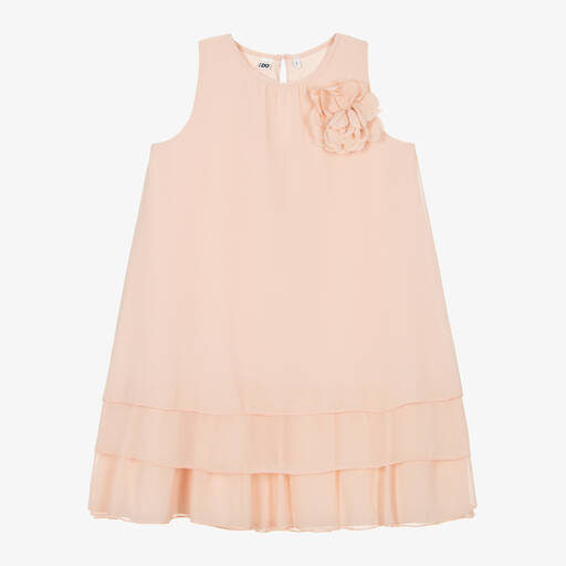 iDO Junior-Girls Pink Chiffon Flower Dress | Childrensalon Outlet