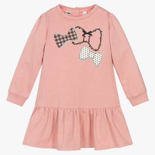 iDO Baby-Girls Pink Cotton Bow Print Dress | Childrensalon Outlet