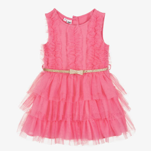iDO Baby-Girls Pink Cotton Tulle Dress | Childrensalon Outlet