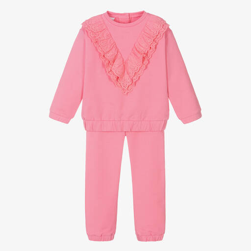 iDO Baby-Girls Pink Ruffle Tracksuit | Childrensalon Outlet