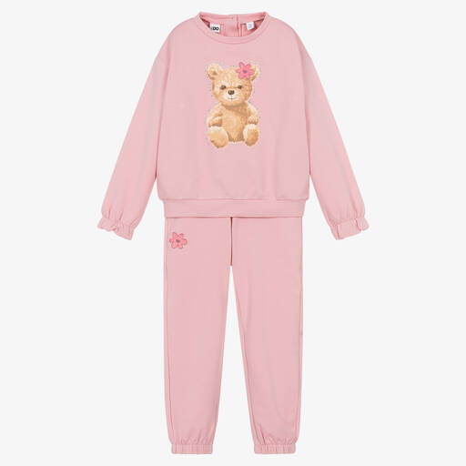 iDO Baby-Girls Pink Teddy Bear Cotton Tracksuit | Childrensalon Outlet