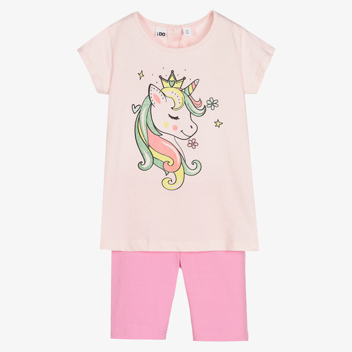 iDO Baby-Girls Pink Unicorn Shorts Set | Childrensalon Outlet