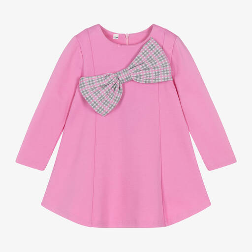 iDO Baby-Girls Pink Viscose Bow Dress | Childrensalon Outlet