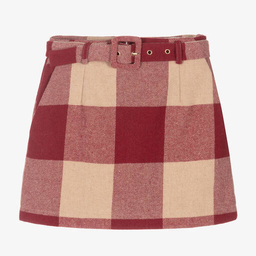 iDO Junior-Girls Red & Beige Check Skirt | Childrensalon Outlet