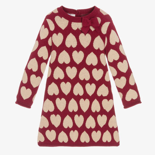 iDO Baby-Girls Red & Beige Heart Dress | Childrensalon Outlet