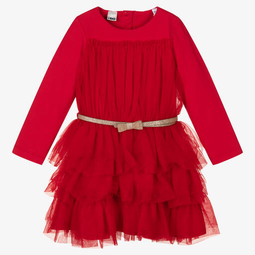 iDO Baby-Girls Red Tiered Tulle Dress | Childrensalon Outlet