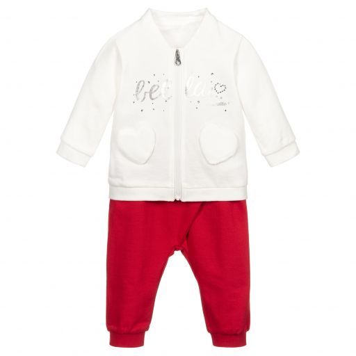 iDO Mini-Girls Red & White Tracksuit | Childrensalon Outlet
