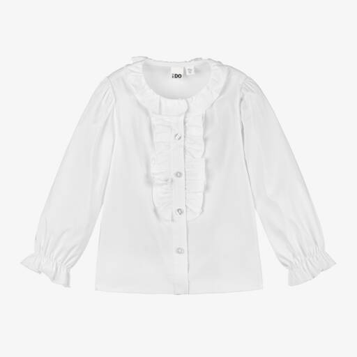 iDO Baby-Girls Ruffled White Cotton Top | Childrensalon Outlet