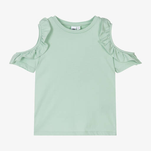 iDO Junior-Girls Sage Green Cotton T-Shirt | Childrensalon Outlet