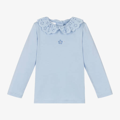 iDO Baby-Girls Soft Blue Floral Blouse | Childrensalon Outlet