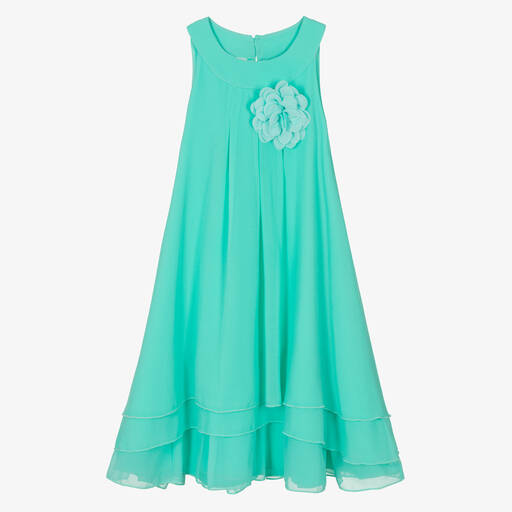 iDO Junior-Girls Turquoise Green Chiffon Dress | Childrensalon Outlet